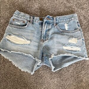 Billabong Women's Ripped Jean Shorts - Light Blue